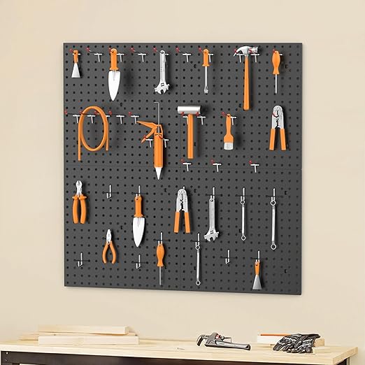 TORACK 4 PCS 16 x16 in Pegboard Panels for Wall Garage Tools Organizer Pegboard for Workbench, Modular Peg Board Tool Board(P