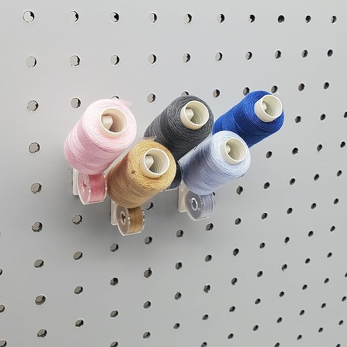 'Just Hanging Pegboards' 1/4" Pegboard Angled Thread-Bobbin Storage Hook, Compatible with 1/4" Pegboards. Sewing Organization