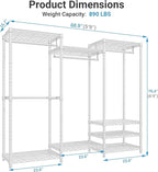 VIPEK V5 Portable Closet Wardrobe Heavy Duty Clothes Rack, Freestanding Clothing Racks with 4 Hang Rods & 8 Shelves, Adjustab