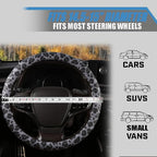 Black Leopard Print Steering Wheel Cover with Silicone Inner Ring, Non-Toxic, Odorless Silicone Leather with Non-Fading Patte