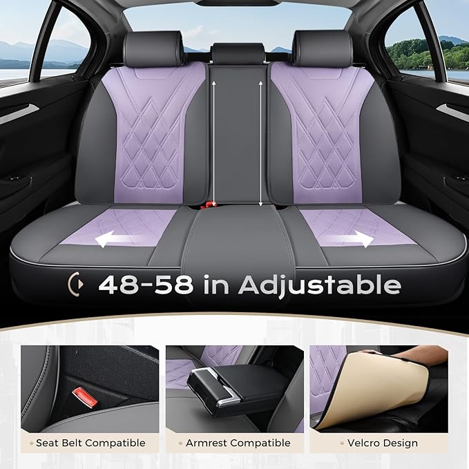 Coverado Car Seat Covers Full Set, Seat Covers for Cars, Waterproof Leather Automotive Seat Cover, Universal Car Interior Pro