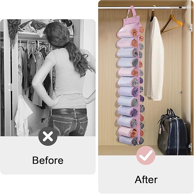 DHSFKBE Legging Organizer Storage, 2PCS T Shirt Organizer, Foldable Hanging Closet Organizer Storage with 26 Roll Independent