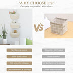 TeoKJ Over the Door Hanging Basket, 3-Tier Woven Cotton Wall-Mounted Storage Organizer Bag Decorative Hanging Nursery Baskets