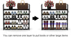 Hsscblet 5 Tiers Metal Shoe Rack,Adjustable Shoe Shelf Storage Organizer with Hooks,Stackable Boot & Shoe Storage,for Entrywa
