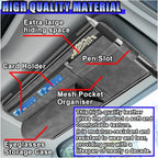 Car Sun Visor Organizer, Leather Multi-Pocket Glasses Card Holder with Zipper, Waterproof Scratch-Resistant Sunshade Storage Bag, Universal Auto Interior Accessory for Car/Truck/SUV (Grey)