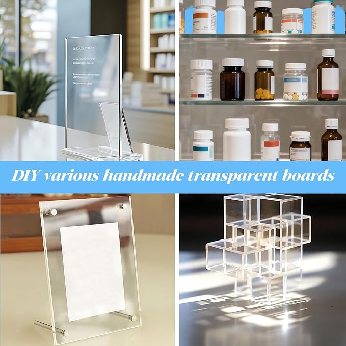 4 Packs Acrylic Medicine Shelves 13 Inches Medicine Cabinet Replacement Shelves Holders for Living Room Bathroom Kitchen,Wall