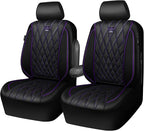 CAR PASS Piping Luxury Faux Leather Two Front Car Seat Covers, Waterproof Anti Slip Premium Automotive Seat Covers,Universal 