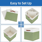 Temary 13 Inch Cube Storage Bin 4 Pack Fabric Storage Cubes Fabric Storage Bin for Shelf, Cube Storage Basket with Leather Ha