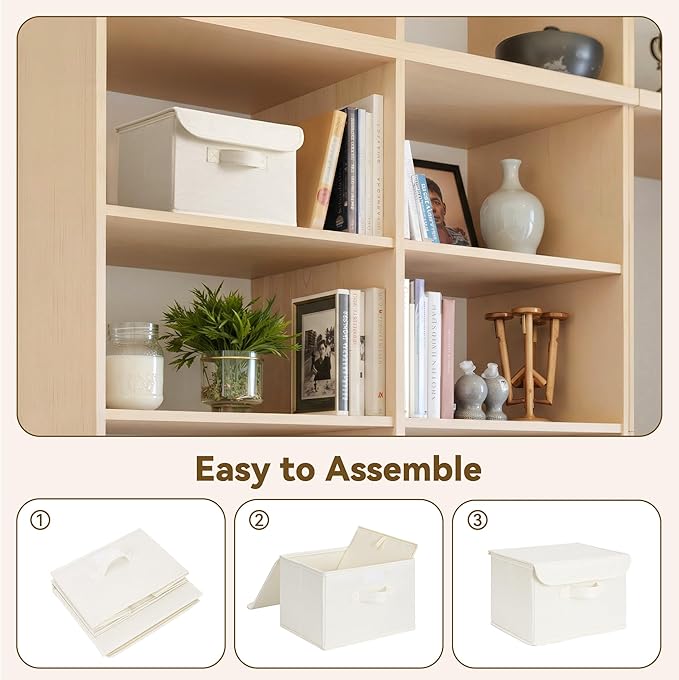 GRANNY SAYS Small Storage Bins with Lids, Small Storage Boxes, Shelf Baskets for Shelf, Collapsible Storage Bins for Living R