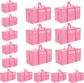 16 Pack-Extra Large Heavy Duty Moving Bags - Waterproof Storage Totes with Handles & Zippers, Foldable for College Dorm, Stor
