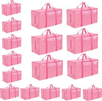 16 Pack-Extra Large Heavy Duty Moving Bags - Waterproof Storage Totes with Handles & Zippers, Foldable for College Dorm, Stor