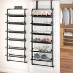bukfen Over the Door Shoe Organizer, 6-Tier Adjustable Door-Mounted/Wall-Mounted Shoe Rack, Heavy-Duty Metal Storage for Clos