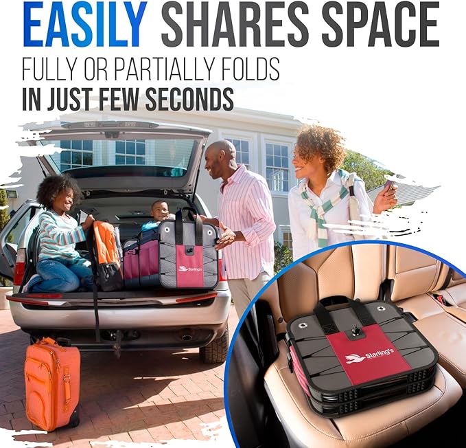 Car Trunk Organizer - Large Collapsible Storage Box with Adjustable Compartments - Heavy-Duty Cargo Organizer for SUV, Truck &