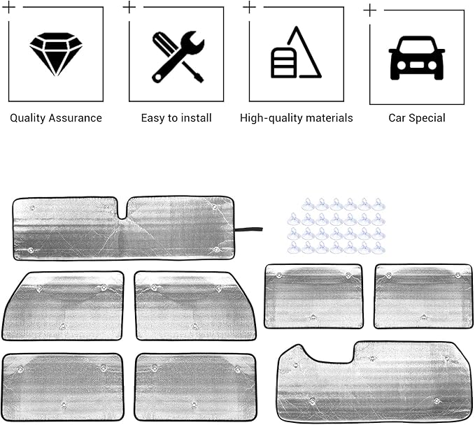 Hoolcar Windshield Sunshade Side Window Sun Shade Sunscreen Heat Insulation Sun Visor for 2007-2017 Jeep Wrangler JK JKU, 8PCs