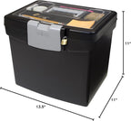 Storex 61504B02C Portable File Box with XL Lid, 11 x 13-1/2 x 11 Inches, Black