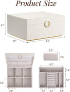 pickpiff 2 Layer Jewelry Box Organizer for Women, Jewelry Organizer with Handle & Removable Tray, Necklace Holder Ring Earrin