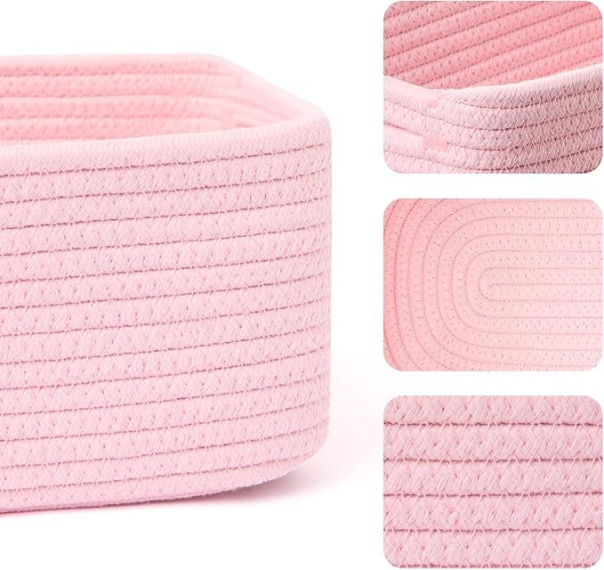 MiniArk Small Storage Baskets for Organizing | Closet Organizer Bins | Shelf Toy Basket | Woven Rope Baskets | Cube Decorativ