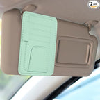HARFINGTON 2Pcs Car Sun Visor Organizer 6.02" x 4.76" Leather Multi-Pocket Visor Card Sleeve Pocket Car Truck SUV Interior Storage Pouch for Driving License Credit Card Bill Sunglasses, Blue