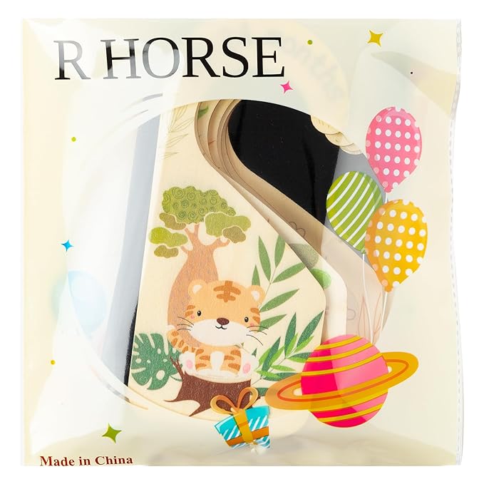 R HORSE 8Pcs Safari Baby Closet Dividers, Double Sided Nursery Hanger Dividers Wood Baby Closet Size Organizers for Boy Girl 