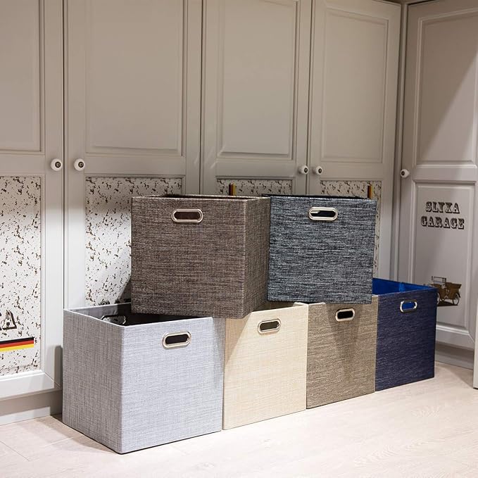 Posprica Fabric Storage Cubes,13×13×13 cube storage bins, Foldable Drawers Baskets Containers for Shelf Cabinet Bookcase,Thic