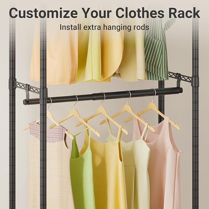 VIPEK Expandable Closet Rod with Hook Suitable for 24"-41" Wire Shelf Clothes Rack Adjustable Metal Heavy Duty Hanging Rod Ex