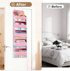 SpaceWhisper Over the Door Organizer, 5 Large Pocket Hanging Storage Organizer with 40lb Capacity, Space Saving for Nursery, 
