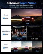 360 View 4 Channel Dash Cam Front and Rear Left Right Inside Camera for Cars, GPS and 5G Band WiFi, Night Vision, 160 Wide An