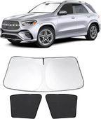 3PCS Car Window Shades Front Windshield Sun Shade Foldable Window Shade Custom Fit for 2020-2024 Mercedes Benz GLE Accessories Car Shades for Front Windows Anti-UV Rays Block Heat