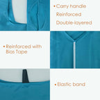BeeGreen Light Blue Reusable Grocery Bags with Zipper Storage Pouch 10 Packs Blue Reusable Shopping Bags Bulk Foldable-Machine Washable