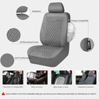 CAR PASS Quilting Faux Leather Seat Covers Full Set, Waterproof Deluxe PU Premium Auto Seat Cover, Breathable Seat Covers Uni