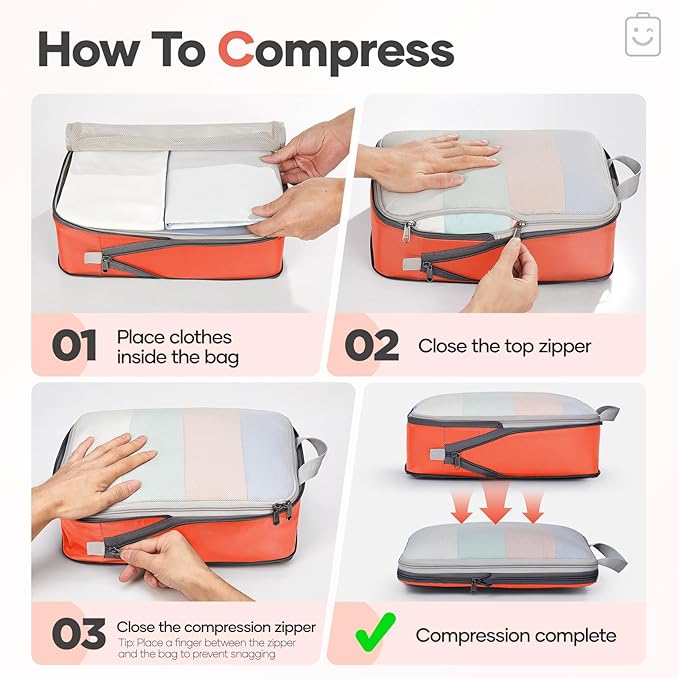 Veken 9/11 Set Compression Packing Cubes for Travel Essentials,Compressible Expandable Large Luggage Suitcase Organizer Bags 
