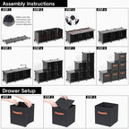 Cube Storage Organizer with Storage Bins, 6-Cube Shelves Units with 6 Organizer Bins, DIY Plastic Storage Shelves with Mallet