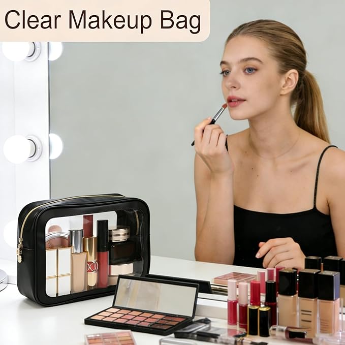3PCS Diaper Bag Organizer Pouch Set，Clear Organizer Bags,TSA Approved Toiletry Bag,Clear Waterproof Cosmetic Bags with Zipper