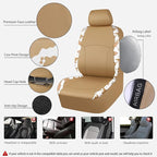 CAR PASS Cow Print Faux Leather Car Seat Covers & Cow Car Mats & Cow Steering Wheel Cover Seat Belt Pads Universal fit for SU