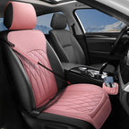 1 Pack Leather Front Car Seat Cover, Universal Sideless Car Seat Protector with Storage Pocket and Seat Belt Pad, Waterproof 