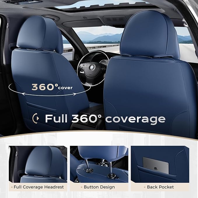 Coverado Seat Covers, Car Seat Covers Front Seats, Car Seat Cover, Car Seat Protector Waterproof, Seat Cushion Nappa Leather 