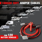 FIERYRED 1 Gauge 30 FT Quick Connect Jumper Cables, 1000A Heavy Duty Booster Cables with Travel Bag, Heavy Duty Battery Jumper Cable for Truck, Diesel Trucks, SUV and Car