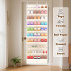 UVIAHOMI 20-30 Pairs Over the Door Shoe Organizer, Clear Pockets Hanging Shoe Storage for Closet, 10-Tier Door Shoes Rack, Ha
