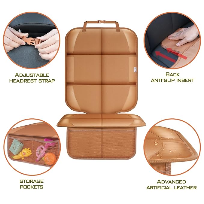 Meolsaek Car Seat Protector for Child Car Seat, Durable 600D Fabric Waterproof Car Seat Cover with Thick Pad Non-Slip Backing