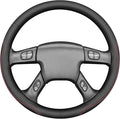 MEWANT Hand Stitch Steering Wheel Cover for Chevy Silverado 1500 2500 Black Smooth Perforated Faux Leather Steering Wrap