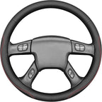 MEWANT Hand Stitch Steering Wheel Cover for Chevy Silverado 1500 2500 Black Smooth Perforated Faux Leather Steering Wrap