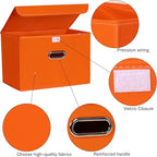 Linen Fabric Foldable Collapsible Storage Cube Bin Organizer Basket Fabric Storage Bins with Lid, Leather Handles, Removable 