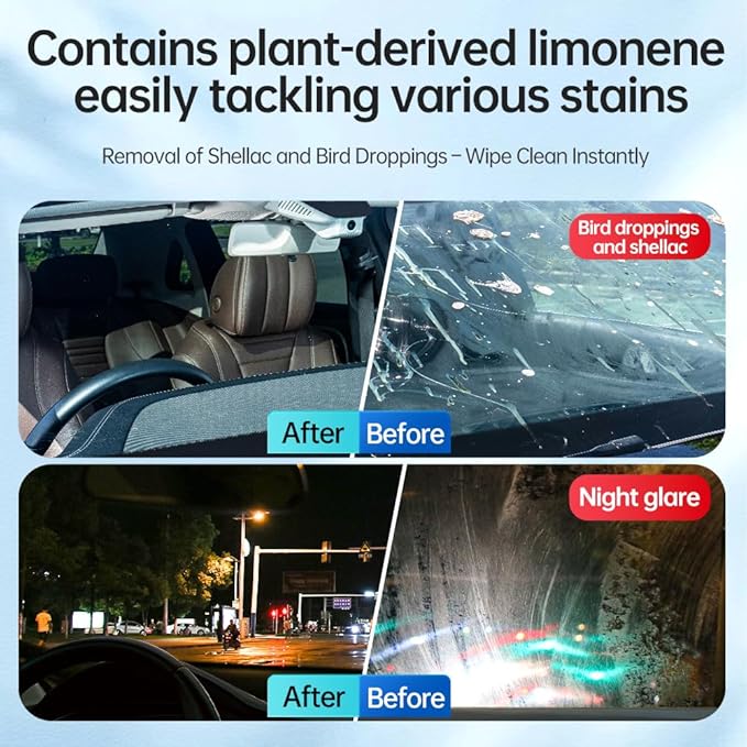 Glodway Glass Cleaner For Car Windshield,Oil film Remover, Streak-Free Shine on Automotive Windows, and Mirrors, Ammonia Free