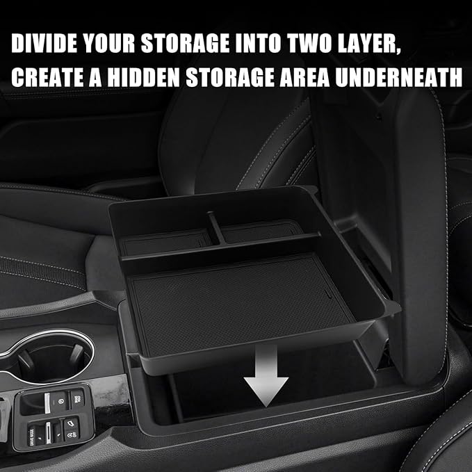 Muslogy Center Console Organizer & Cup Holder Insert & Magnet Armrest Hidden Storage Compartment Compatible with 2023-2026 Honda Pilot/2024-2026 Passport Center Console Inserts Interior 3PCS Set