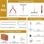ORCISH Heavy Duty Tire Plug Kit - 70pcs All-in-One Universal Tire Repair Kit for Tubeless Flats, Emergency Tire Patch Kit for