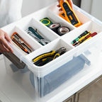 Citylife 32 QT Plastic Storage Box with Removable Tray Craft Organizers and Storage Clear Storage Container for Organizing Be