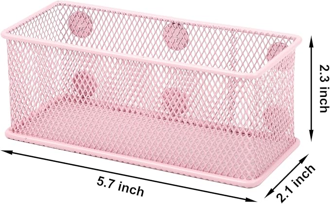 EASEPRES Magnetic Pencil Holder Set of 3 - Wire Mesh Storage Baskets Organizer with Strong Magnets - Perfect for Whiteboard, 