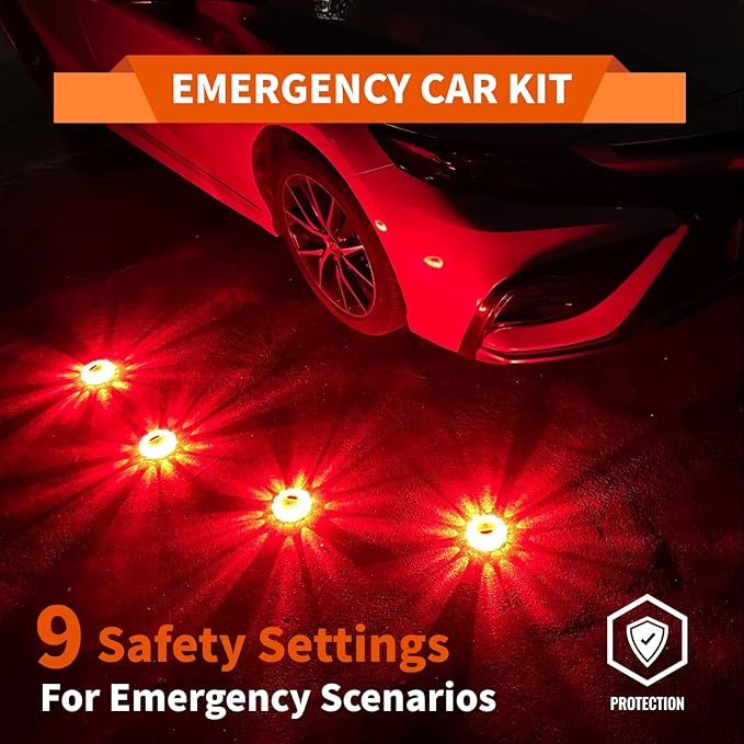 LED Road Flares 3 Pack Roadside Emergency Car Kit, Road Safety Flare Light USB Rechargeable (lithium battery),Safety Beacon W