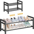 Detsuk 2-Tier Expandable Shoe Rack (17.5"-30.7") – Adjustable Heavy-Duty Metal Shoe Organizer Shelf for Closet, Entryway, Mud