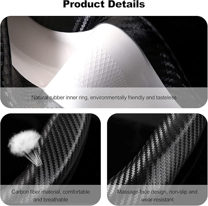 Ergocar Carbon Fiber Material Steering Wheel Cover Anti-Slip Breathable Sweat Absorbent Fashionable Sport Steering Wheel Sleeve for the Round Shape with Diameter of 15"（37.5-38cm）-Black Stripe